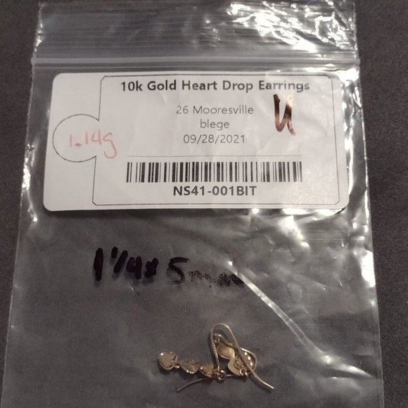 10K Yellow Gold Heart Drop Earrings - Picture 8 of 8